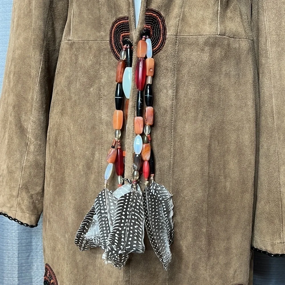 **SOLD** ANNA TRZEBINSKI NTITO COAT TAN SUEDE DUSTER - Picture 5 of 14